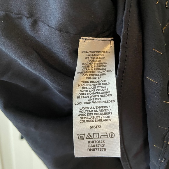 Ann Taylor Shimmer Navy Mock Neck Blouse - Picture 4 of 4